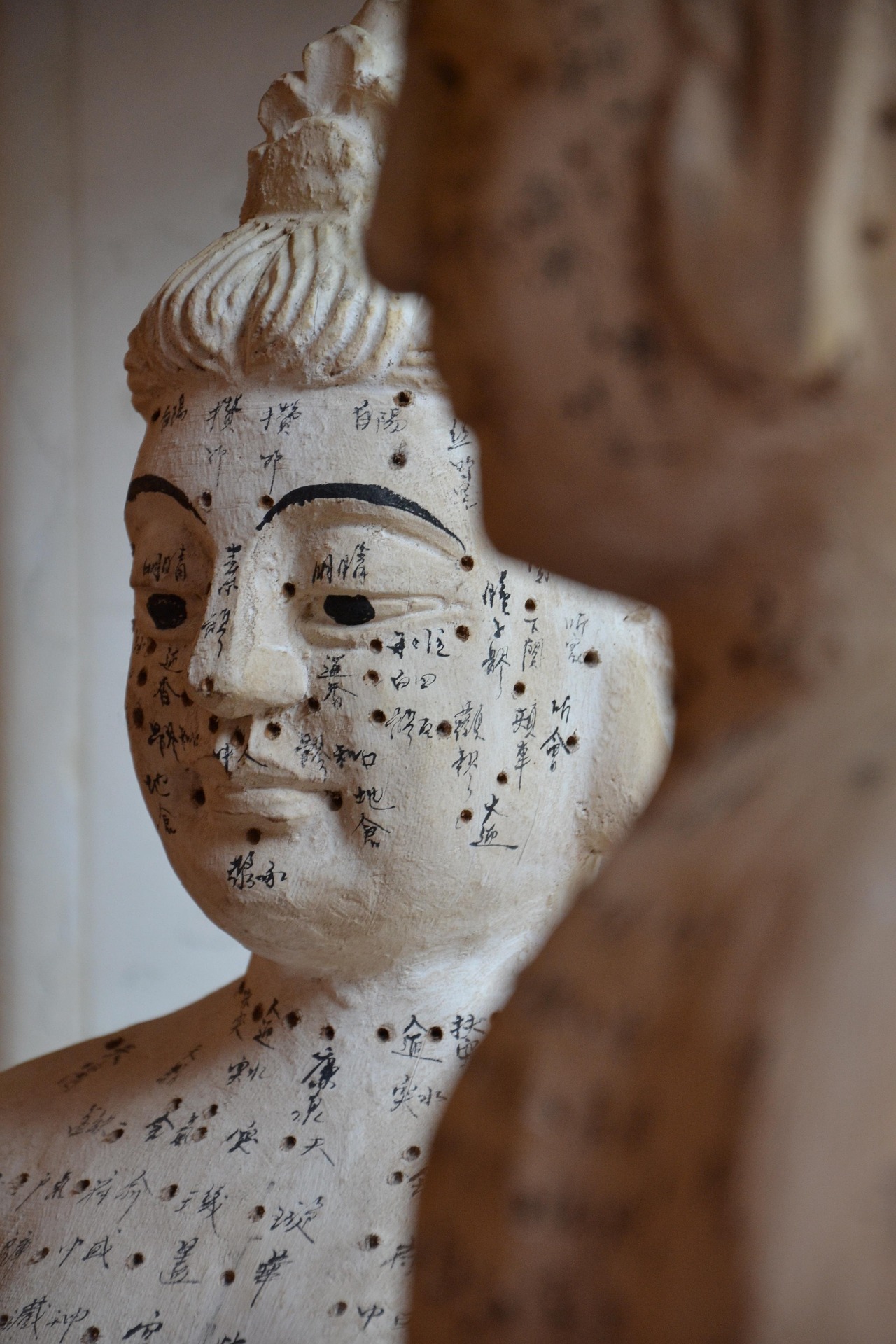Figuras chinas con los puntos de acupuntura correcpondientes al cuerpo